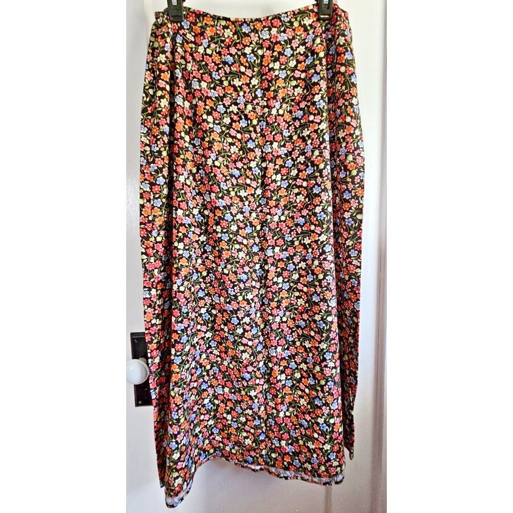 Talbots Vtg USA made floral maxi skirt Sz 10 side zip 100% Rayon